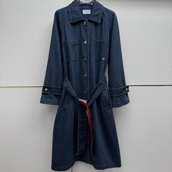 CC 2026 Denim Long Coat Blue Cotton 771515