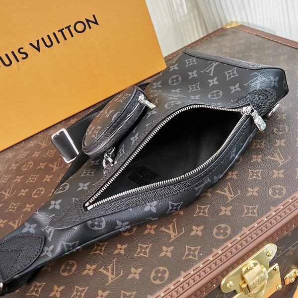 BORSA A TRACOLLA DUO 42 IN TELA MONOGRAM ECLIPSE NERA