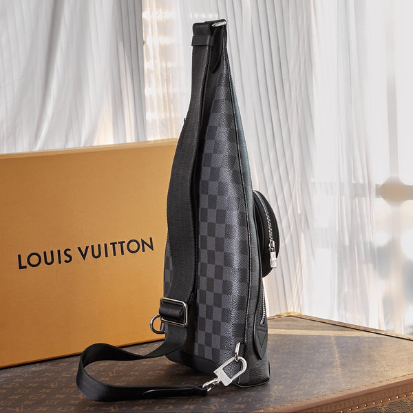 BORSA A TRACOLLA DUO 42 IN TELA DAMIER GRAPHITE GRIGIO NERO