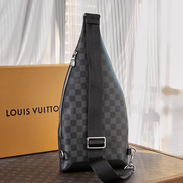 BORSA A TRACOLLA DUO 42 IN TELA DAMIER GRAPHITE GRIGIO NERO