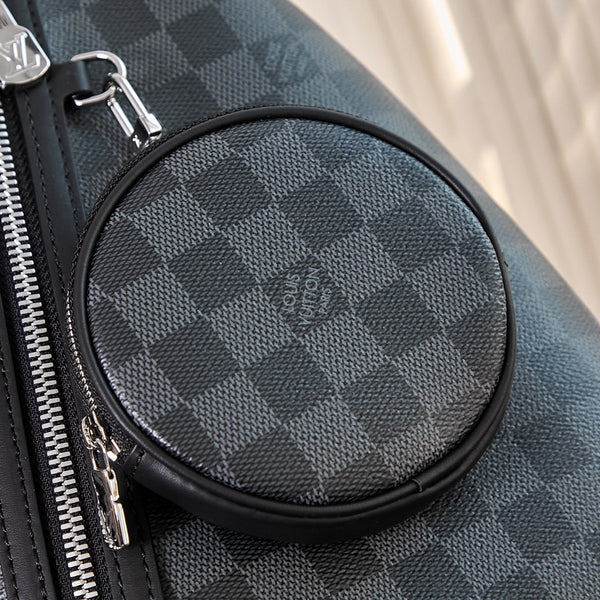 BORSA A TRACOLLA DUO 42 IN TELA DAMIER GRAPHITE GRIGIO NERO