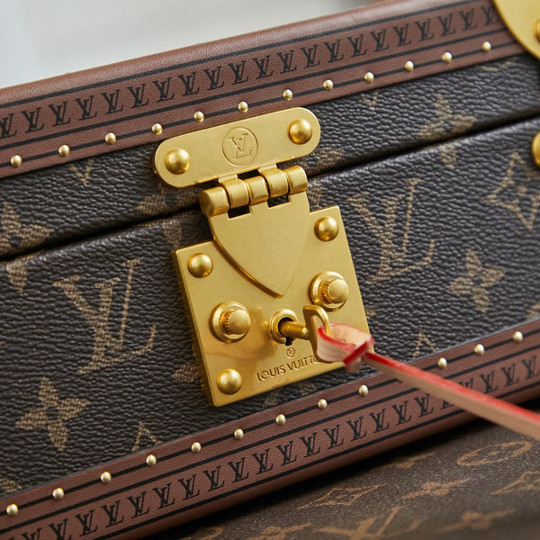 COFFRET JOAILLERIE 24 IN TELA MONOGRAM MARRONE SCURO CON FERRAMENTA ORO