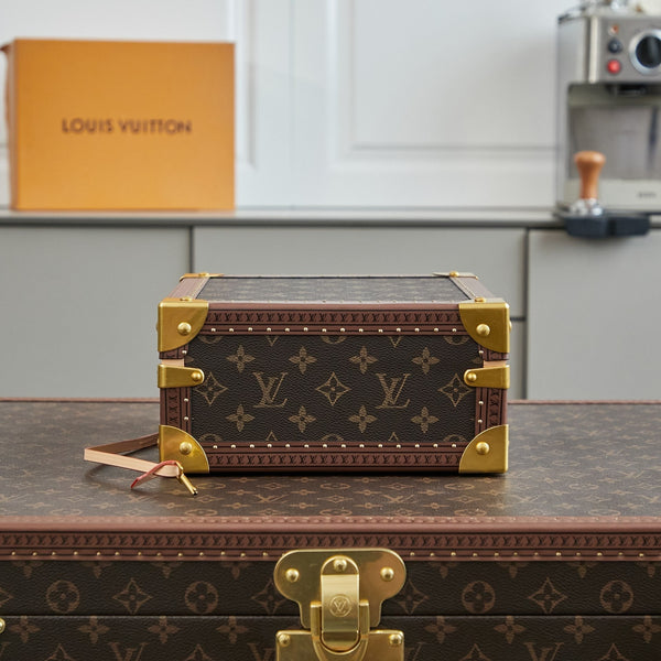COFFRET JOAILLERIE 24 IN TELA MONOGRAM MARRONE SCURO CON FERRAMENTA ORO