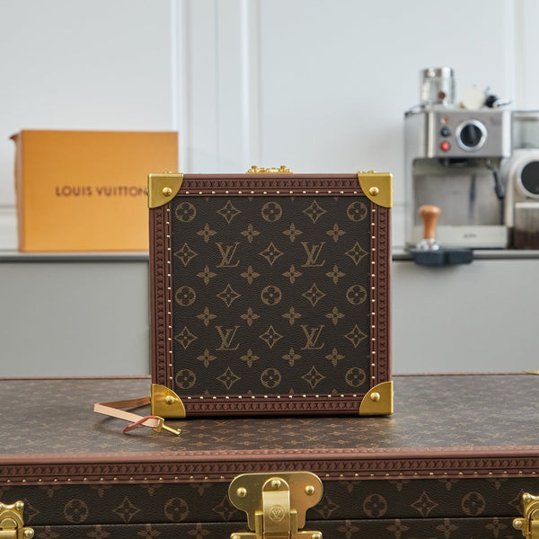 COFFRET JOAILLERIE 24 IN TELA MONOGRAM MARRONE SCURO CON FERRAMENTA ORO