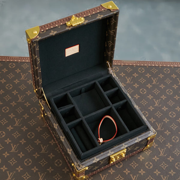 COFFRET JOAILLERIE 24 IN TELA MONOGRAM MARRONE SCURO CON FERRAMENTA ORO