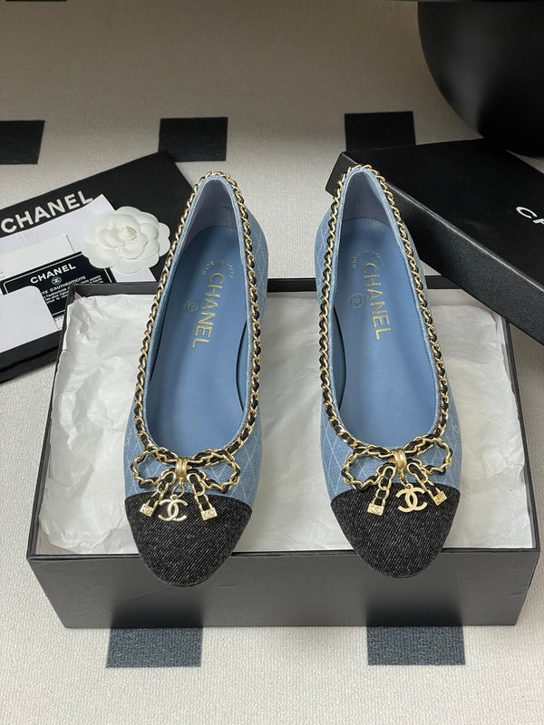 CC 25S 20mm Catena Fiocco Singolo Piatto Blu Denim Nero Grosgrain 247657