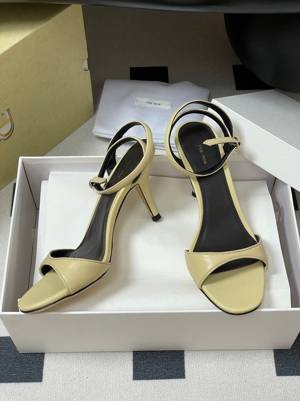 The Row 25S Strap High Heel Sandals 85mm Beige Sheepskin 286191