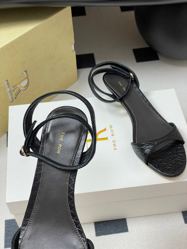 The Row 25S Strap High Heel Sandals 35mm Black Snake Pattern Cowhide 286197