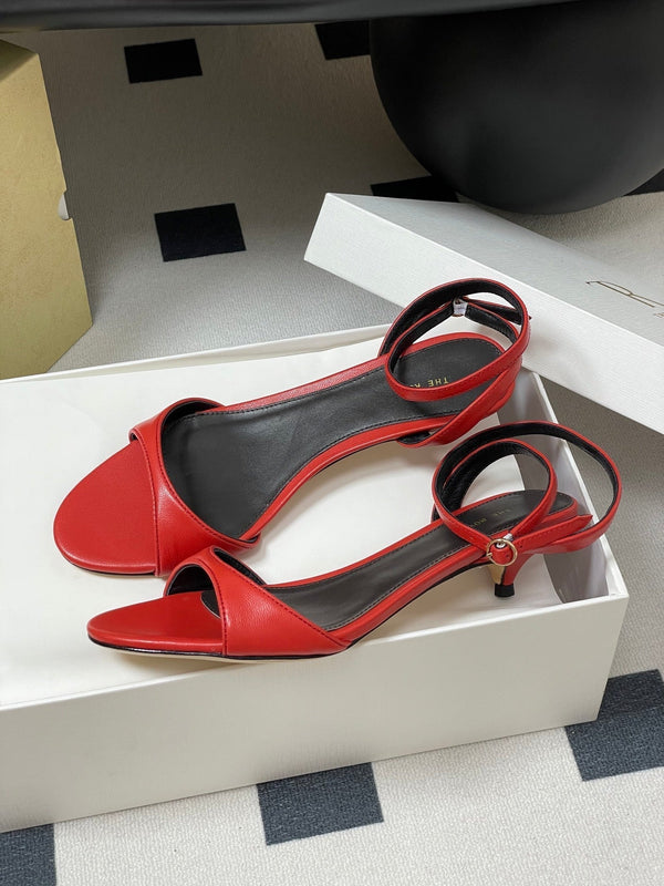 The Row 25S Strap High Heel Sandals 35mm Red Sheepskin 286198