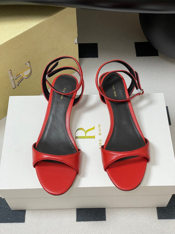 The Row 25S Strap High Heel Sandals 35mm Red Sheepskin 286198