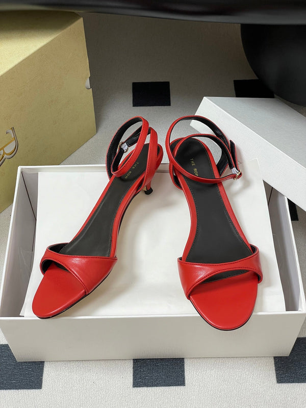 The Row 25S Strap High Heel Sandals 35mm Red Sheepskin 286198