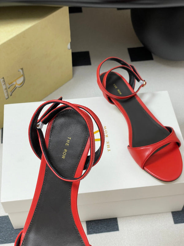 The Row 25S Strap High Heel Sandals 35mm Red Sheepskin 286198