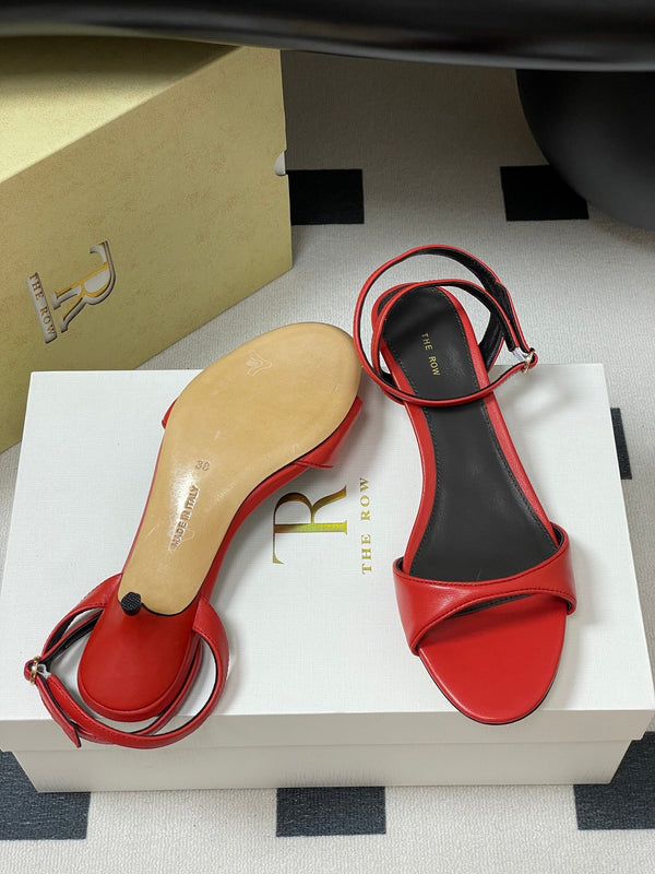 The Row 25S Strap High Heel Sandals 35mm Red Sheepskin 286198