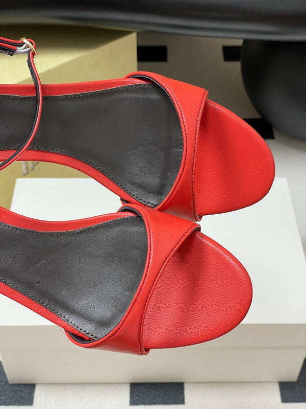 The Row 25S Strap High Heel Sandals 35mm Red Sheepskin 286198