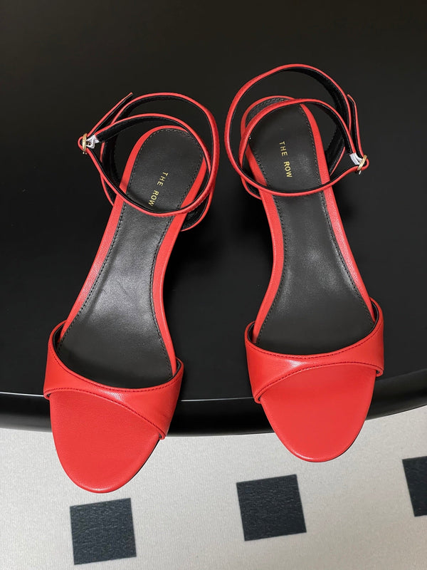 The Row 25S Strap High Heel Sandals 35mm Red Sheepskin 286198