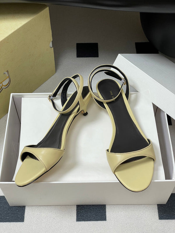 The Row 25S Strap High Heel Sandals 35mm Beige Sheepskin 286199