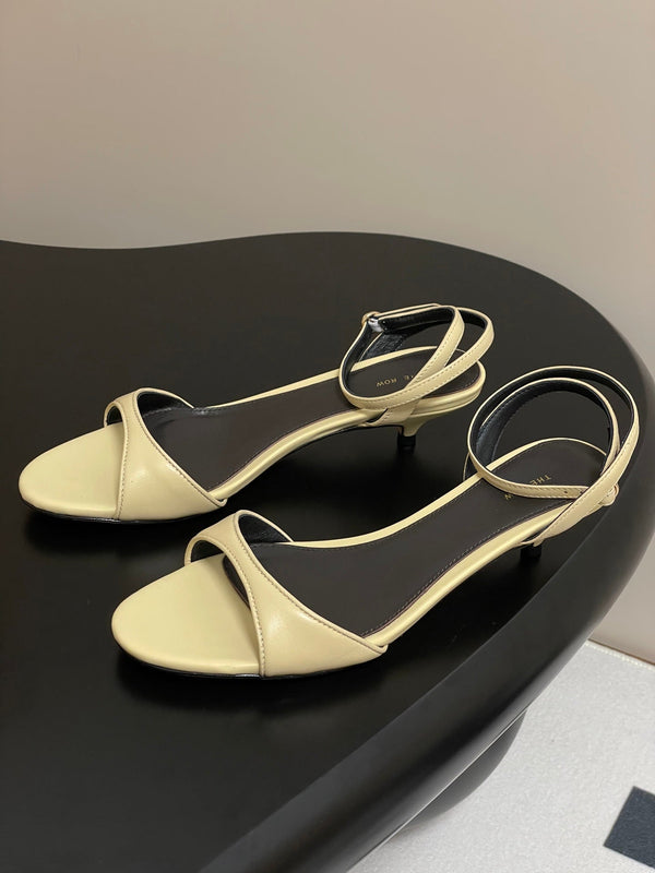 The Row 25S Strap High Heel Sandals 35mm Beige Sheepskin 286199