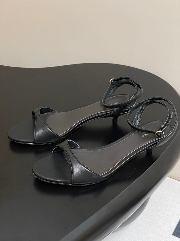 The Row 25S Strap High Heel Sandals 35mm Black Sheepskin 286200