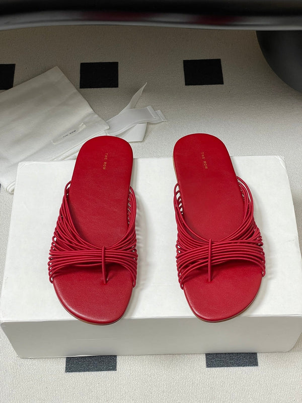 The Row Sara Slide Sandal In Red Elastic And Leather 345203