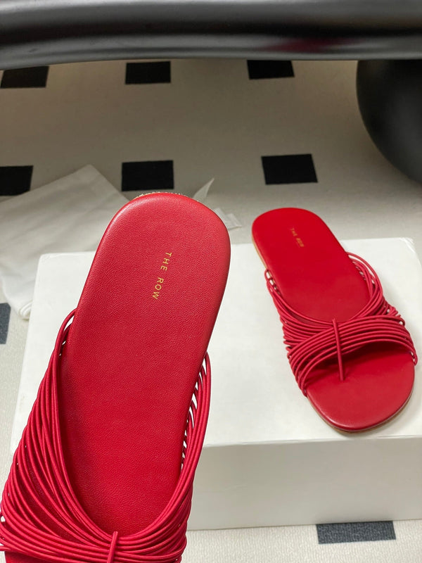 The Row Sara Slide Sandal In Red Elastic And Leather 345203
