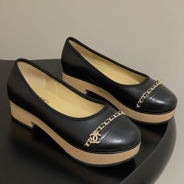 CC 25A Chain CC Thick-Soled Shoe 40mm Black Sheepskin 393956