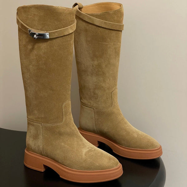 HM Jumping Boots Light Tan Kelly Buckle Suede 423266
