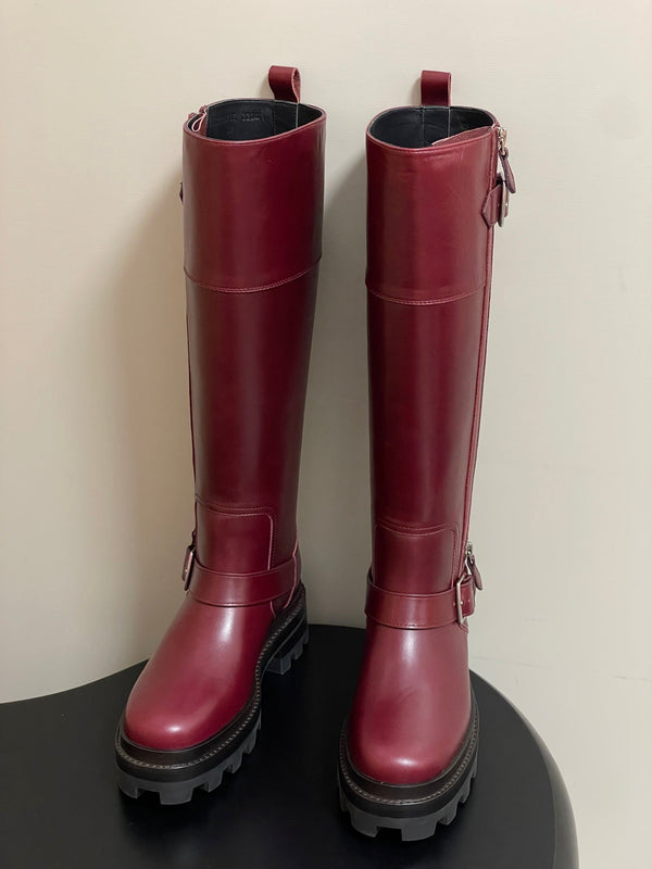 HM Jumping Boots 50mm Wine Red Edge Lock Calfskin
