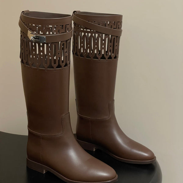 HM Jumping Boots 30mm Dark Brown Kelly Buckle Calfskin 423262