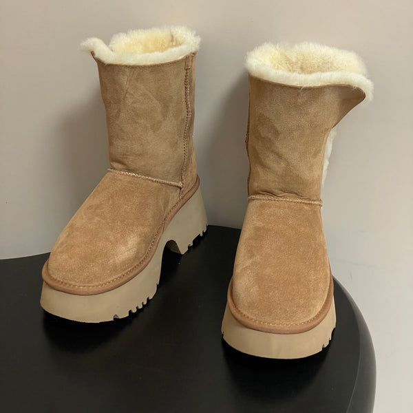 UGG Esmee Boot 70mm Light Brown White Wool Suede 522218