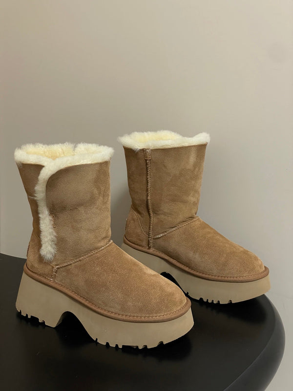 UGG Esmee Boot 70mm Light Brown White Wool Suede 522218