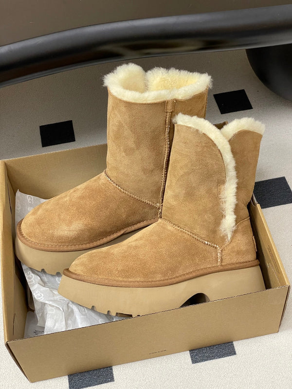 UGG Esmee Boot 70mm Light Brown White Wool Suede 522218