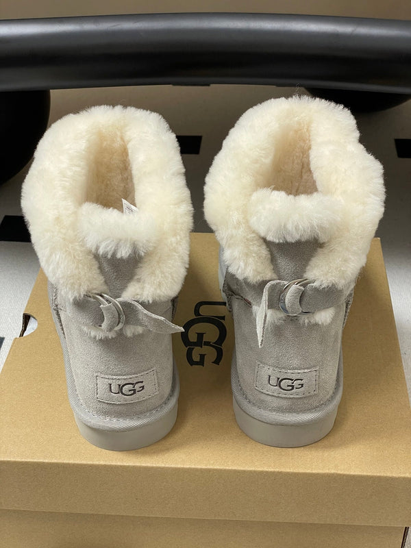 UGG Classic Mini Taslyn Boot Grey White Wool Suede 522215