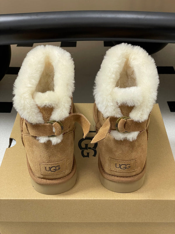 UGG Classic Mini Taslyn Boot Light Brown White Wool Suede 522216