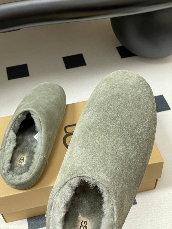 UGG Elea Slip-On Sandals Grayish Olive Wool Suede 525946