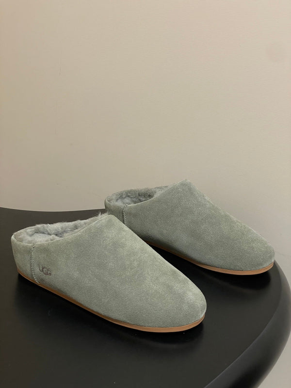 UGG Elea Slip-On Sandals Grayish Olive Wool Suede 525946