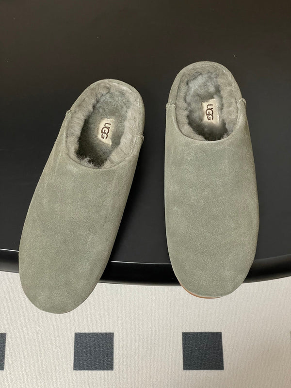 UGG Elea Slip-On Sandals Grayish Olive Wool Suede 525946