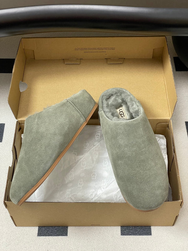 UGG Elea Slip-On Sandals Grayish Olive Wool Suede 525946