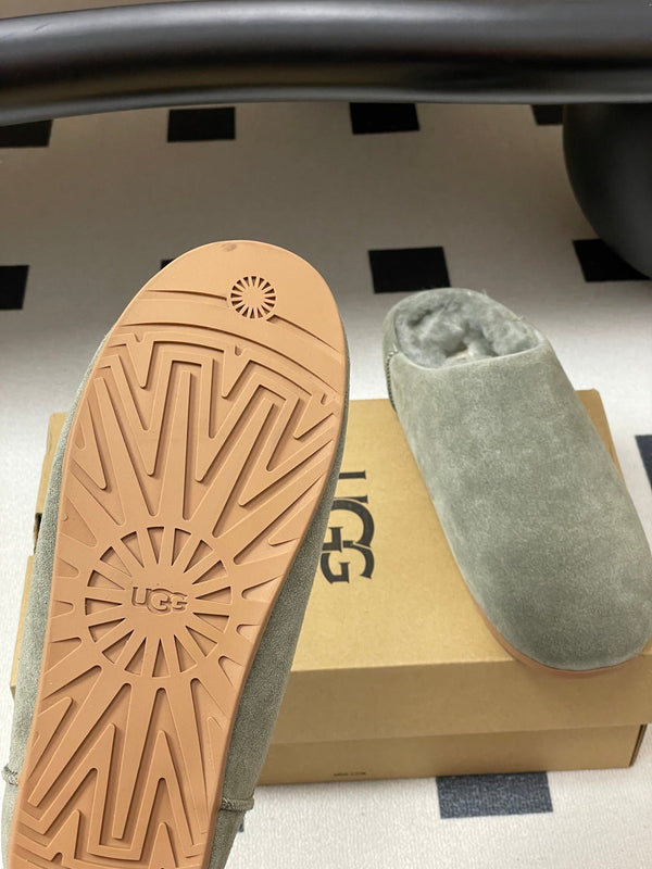 UGG Elea Slip-On Sandals Grayish Olive Wool Suede 525946