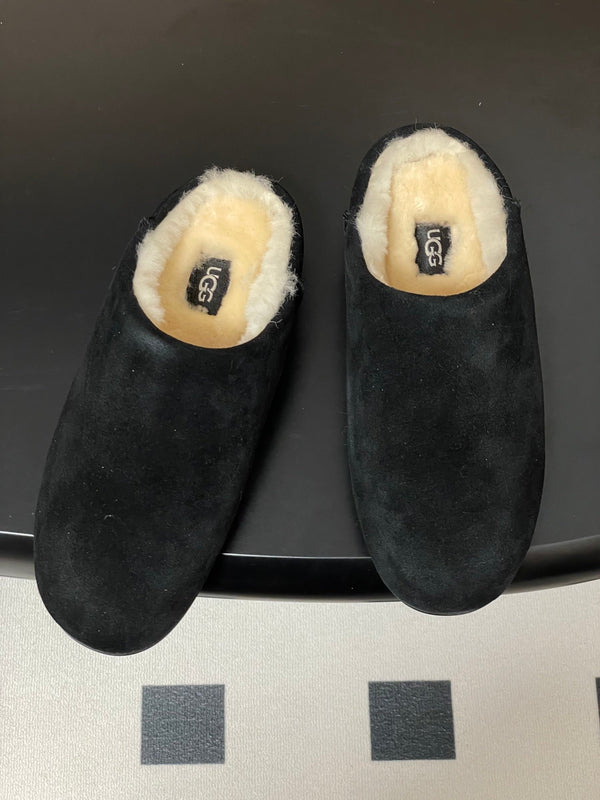 UGG Elea Slip-On Sandals Black Wool Suede 525949