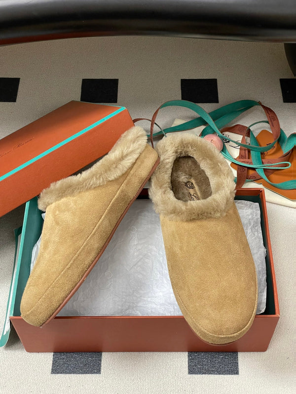 LP 25 Closed-Toe Half-Slippers Beige Suede Fur 534684