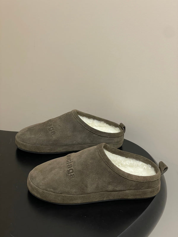 Balenciaga Mule Slip-On Taupe Suede Wool 534532