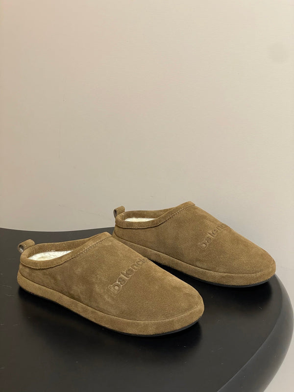 Balenciaga Mule Slip-On Light Brown Suede Wool 534533