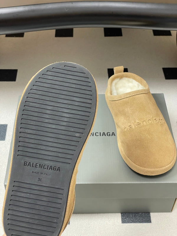 Balenciaga Mule Slip-On Beige Suede Wool 534534