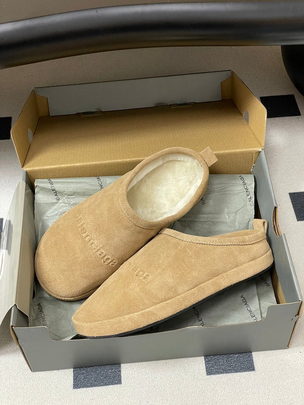 Balenciaga Mule Slip-On Beige Suede Wool 534534
