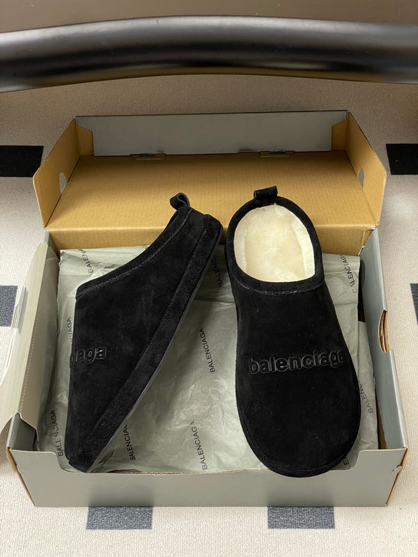 Balenciaga Mule Slip-On Black Suede Wool