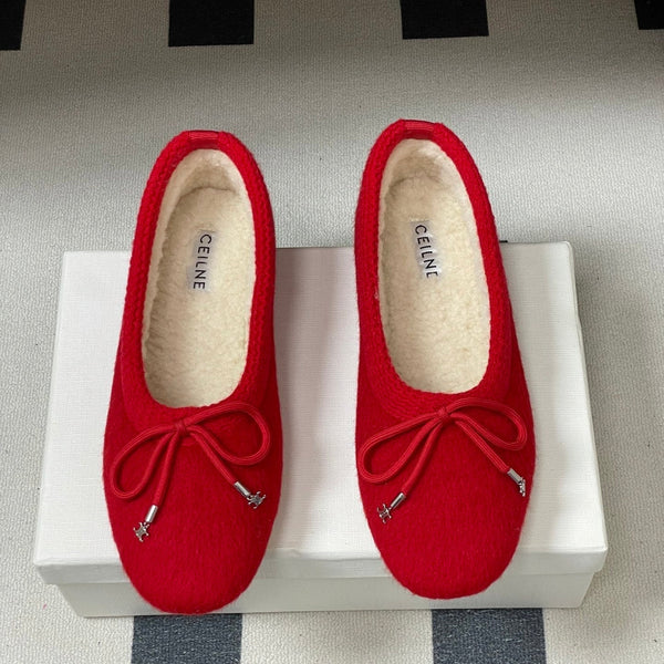 CL 26s Ballet Flats In Red Wool With Bow Style 3