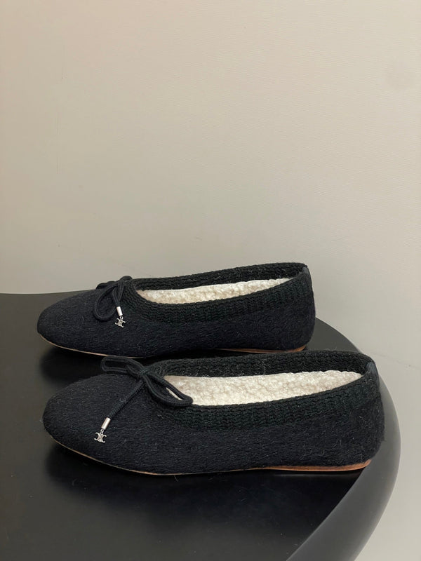 CL 26s Ballet Flats In Black Wool With Bow Style 1