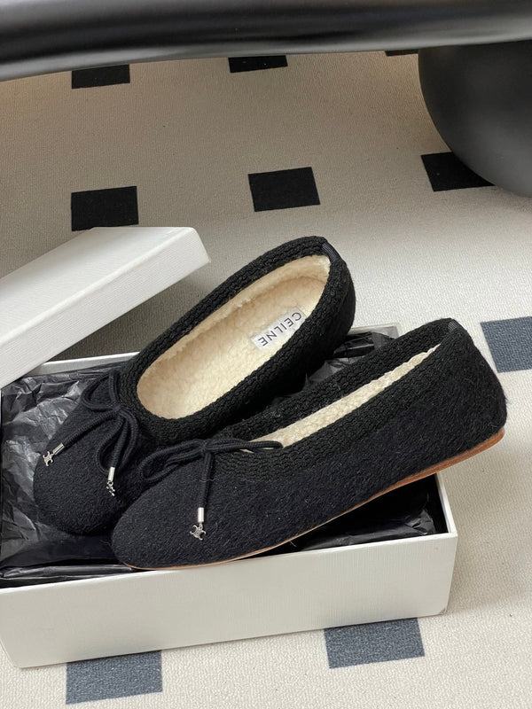 CL 26s Ballet Flats In Black Wool With Bow Style 1