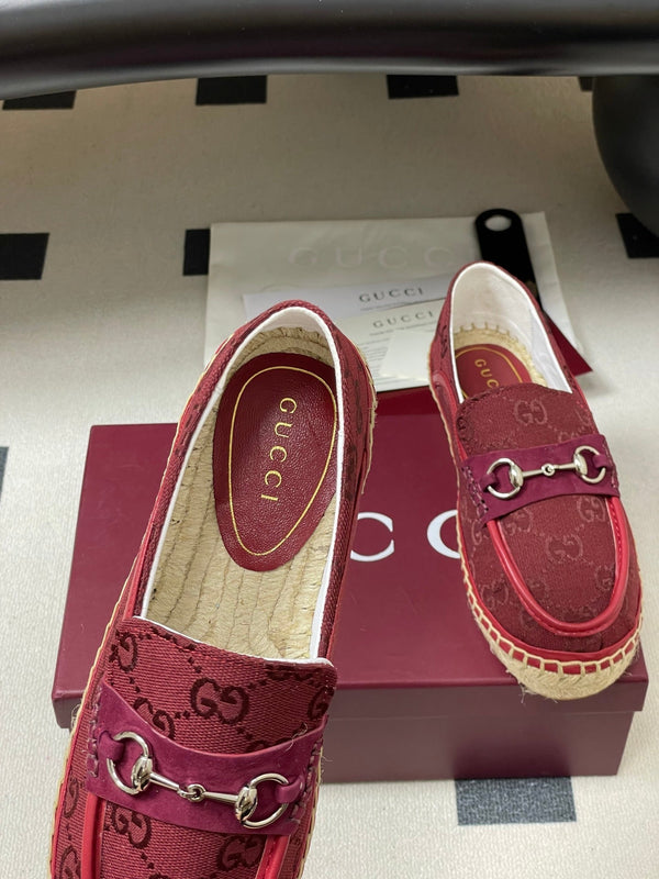 Mocassins à enfiler GG 26ss toile Double G rouge 593493