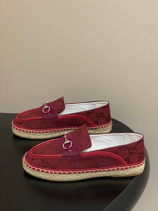 Mocassins à enfiler GG 26ss toile Double G rouge 593493